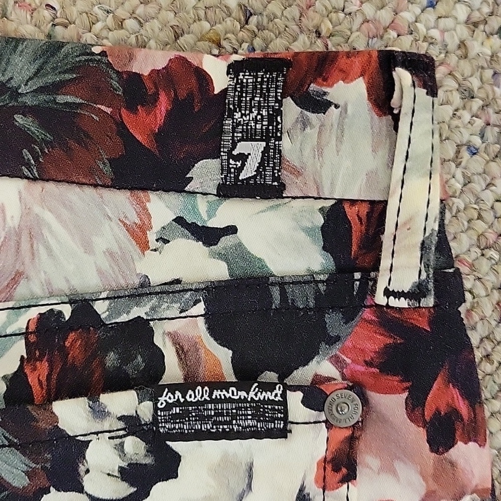 7 For All Mankind Multicolor Floral 5 pocket Pants Women's Sz 28 school date - Picture 5 of 7